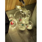 Гирлянда штора 10 нитей Шестиугольники с фигурами и шарики от USB SF-50 Теплый свет