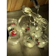 Гирлянда штора 10 нитей Шестиугольники с фигурами и шарики от USB SF-50 Теплый свет