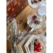 Гирлянда штора 10 нитей Шестиугольники с фигурами и шарики от USB SF-50 Теплый свет