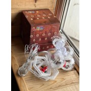 Гирлянда штора 10 нитей Шестиугольники с фигурами и шарики от USB SF-50 Теплый свет