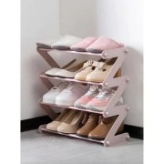 Полка стойка органайзер для обуви на 4 полки Shoe Rack Amazin розовая