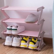 Полка стойка органайзер для обуви на 4 полки Shoe Rack Amazin розовая