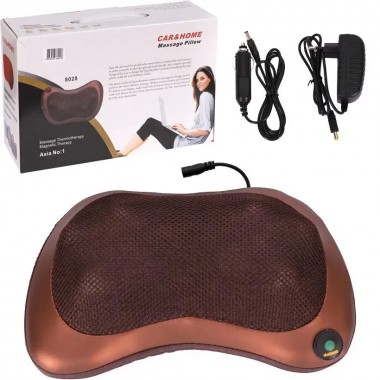 Роликовая массажная подушка для спины и шеи Massage pillow | массажная подушка | массажер с подогревом