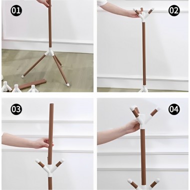Вешалка стойка напольная для одежды Coat Rack, металлическая на 9 крючков в три яруса разборная на треноге