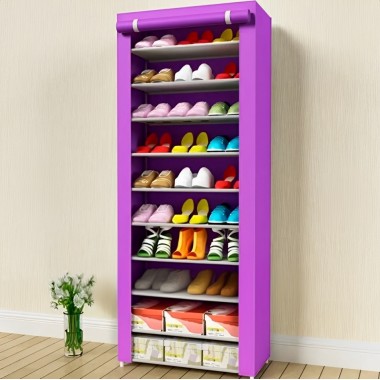 Складной шкаф для обуви тканевый органайзер с 9 полками для хранения до 27 пар обуви 160х60х30 см