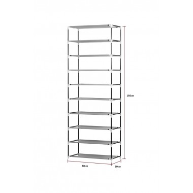 Складной шкаф для обуви тканевый органайзер с 9 полками для хранения до 27 пар обуви 160х60х30 см