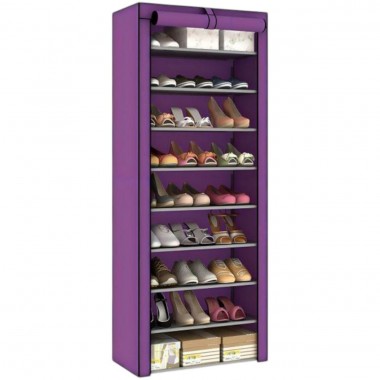 Складной шкаф для обуви тканевый органайзер с 9 полками для хранения до 27 пар обуви 160х60х30 см