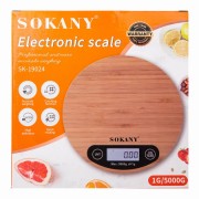 Весы электронные кухонные до 5 кг Sokany SK-19024 пищевые круглые настольные для кухни без чаши на батарейках