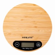 Весы электронные кухонные до 5 кг Sokany SK-19024 пищевые круглые настольные для кухни без чаши на батарейках