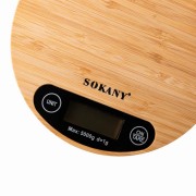 Весы электронные кухонные до 5 кг Sokany SK-19024 пищевые круглые настольные для кухни без чаши на батарейках