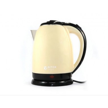 Электрочайник BITEK BT-3112 чайник 2L 1500W Кремовый, Чайник электрический из нержавеющей стали