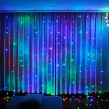 Светодиодная новогодняя гирлянда водопад 2х2 цветная, новогодние гирлянды LED для дома на окно