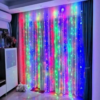 Светодиодная новогодняя гирлянда водопад 2х2 цветная, новогодние гирлянды LED для дома на окно