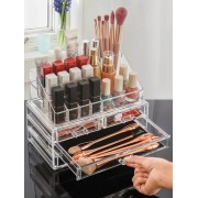 Органайзер подставка для косметики, канцелярии и рукоделия на 20 отделений настольный с 4 ящичками Прозрачный