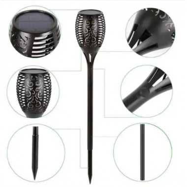 Садовый фонарь-факел 22см на солнечной батарее Уличный фонарь с эффектом пламени