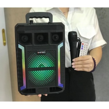Портативная колонка Kimiso QS-627 на 10 Вт, 1200 мА/ч с микрофоном и светомузыкой (USB/BT/FM)