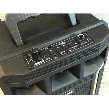 Портативная колонка Kimiso QS-627 на 10 Вт, 1200 мА/ч с микрофоном и светомузыкой (USB/BT/FM)