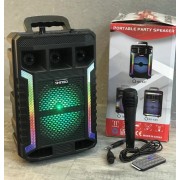 Портативная колонка Kimiso QS-627 на 10 Вт, 1200 мА/ч с микрофоном и светомузыкой (USB/BT/FM)
