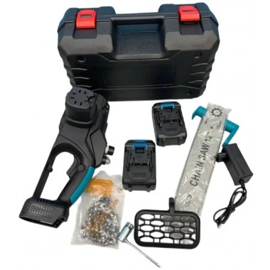 Цепная пила с шиной 12 дюймов и 2 аккумуляторами 48В в кейсе Electric Saw Blue