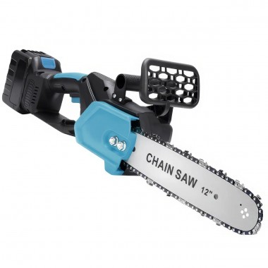 Цепная пила с шиной 12 дюймов и 2 аккумуляторами 48В в кейсе Electric Saw Blue