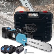 Цепная пила с шиной 12 дюймов и 2 аккумуляторами 48В в кейсе Electric Saw Blue