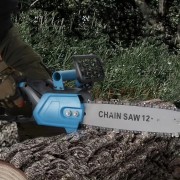 Цепная пила с шиной 12 дюймов и 2 аккумуляторами 48В в кейсе Electric Saw Blue