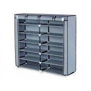 Мобильный тканевой шкаф-органайзер HCX для хранения вещей и обуви T-2712 на 2 секции Серый