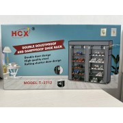 Мобильный тканевой шкаф-органайзер HCX для хранения вещей и обуви T-2712 на 2 секции Серый