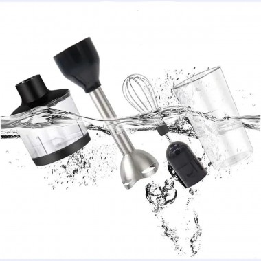 Погружной блендер 5в1 с чашей 600мл, 2000W, V-TEKK VO7319 / Ручной блендер-измельчитель с венчиком