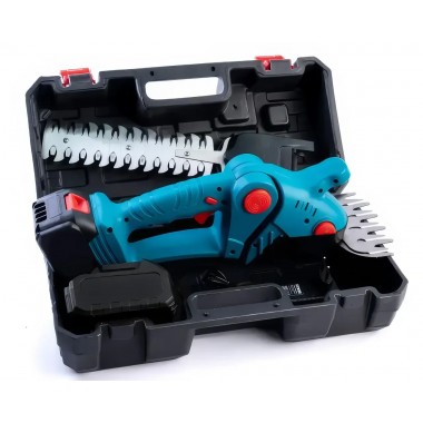 Аккумуляторный кусторез для ухода за садом с 2 АКБ 48В и 2 насадками в кейсе