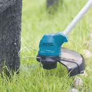 Аккумуляторная газонокосилка-триммер для покоса травы MK-150B Blue Беспроводная газонокосилка для сада