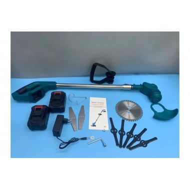 Аккумуляторная газонокосилка-триммер для покоса травы MK-150B Blue Беспроводная газонокосилка для сада