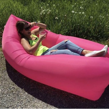 Надувной матрас (180х70 см) AIR SOFA CLOUD, Розовый / Шезлонг надувной / Ламзак