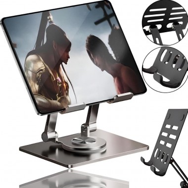 Универсальная складная подставка держатель для гаджетов настольный HA-6 металл черный