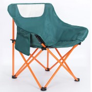 Стул туристический складной с спинкой и кармашком для мелочей Зелёный 46х46х66 см