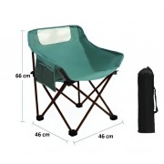 Стул туристический складной с спинкой и кармашком для мелочей Зелёный 46х46х66 см