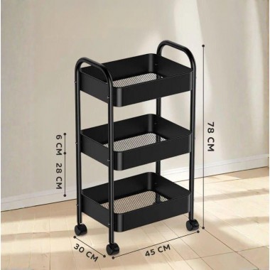Полка этажерка на колёсах, 3 яруса, многофункциональная полка для дома металл