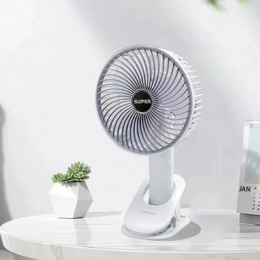 Вентилятор мини портативный Desktop Fan Multi-function аккумуляторный с прищепкой Белый RD-2227