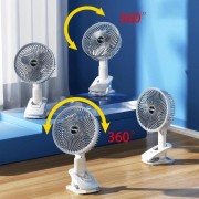 Вентилятор мини портативный Desktop Fan Multi-function аккумуляторный с прищепкой Белый RD-2227
