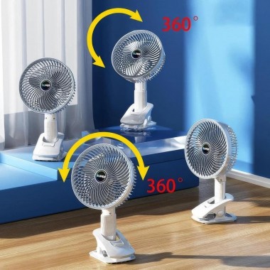Вентилятор мини портативный Desktop Fan Multi-function аккумуляторный с прищепкой Белый RD-2227