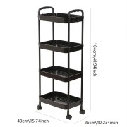 Напольная передвижная 4 ярусная полка-этажёрка на колесах SKLM-11 104х40х26 см