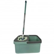 Швабра с автоматическим отжимом и ведром 10л+ 2 насадки бирюзовый
