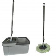 Швабра с автоматическим отжимом и ведром 10л+ 2 насадки Серый