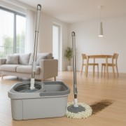 Швабра с автоматическим отжимом и ведром 10л+ 2 насадки Серый