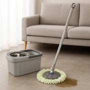 Швабра с автоматическим отжимом и ведром 10л+ 2 насадки Серый