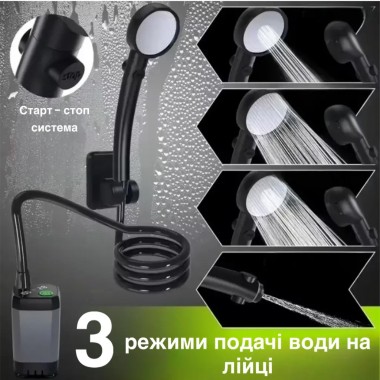 Портативный душ с насосом электрический 9000mAh полевой Lixada Походный переносной душ для туризма и дома Портативный душ с насосом электрический 9000mAh полевой Lixada Походный переносной душ для туризма и дома