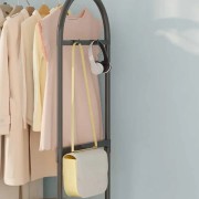 Напольная вешалка-стойка для одежды на колесах передвижной стеллаж с штангой для вещей и обуви для дома