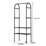 Напольная вешалка-стойка для одежды на колесах передвижной стеллаж с штангой для вещей и обуви для дома