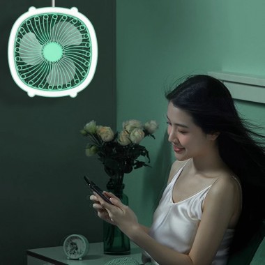 Портативный вентилятор аккумуляторный с кольцевой лампой Breeze Silent Fan беспроводной, 3 режима, регулировка