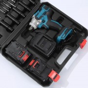 Ударный гайковерт на аккумуляторе с дополнительными насадками 25 штук и 2АКБ в кейсе